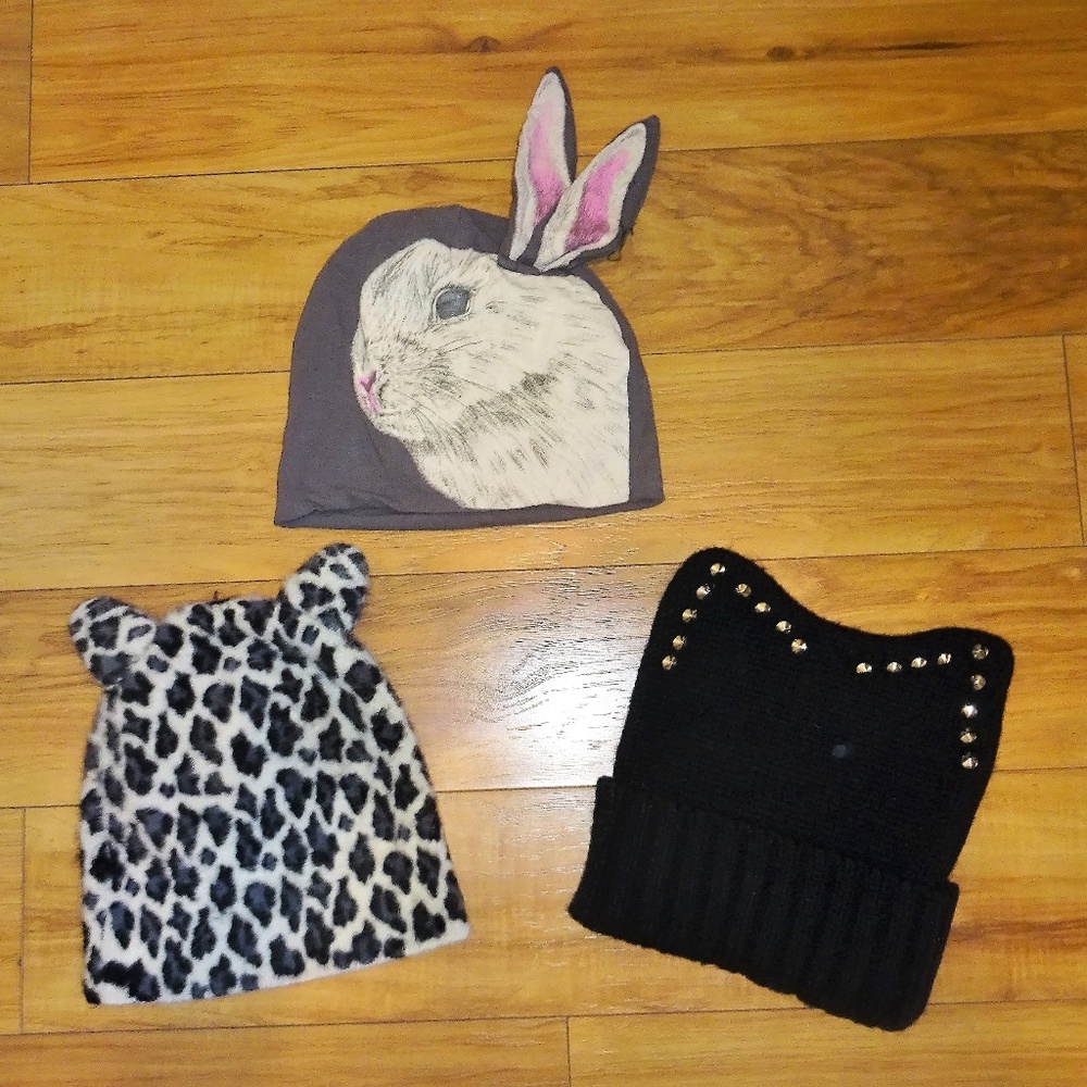 H&M Gap Easter bunny rabbit Cat Cheetah hats winter snow